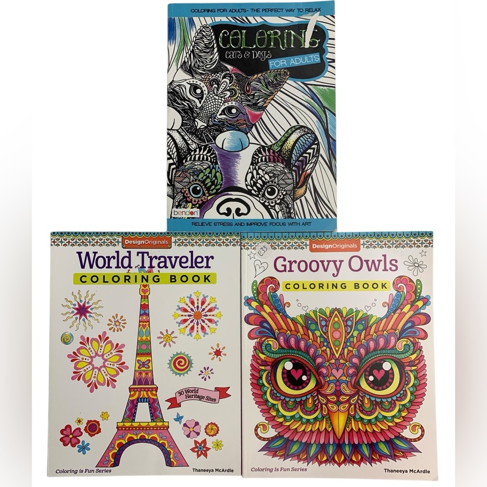 Lot‎ of 3 Adult Coloring Book’s. Designed to Relieve Stress & improve Focus. NEW